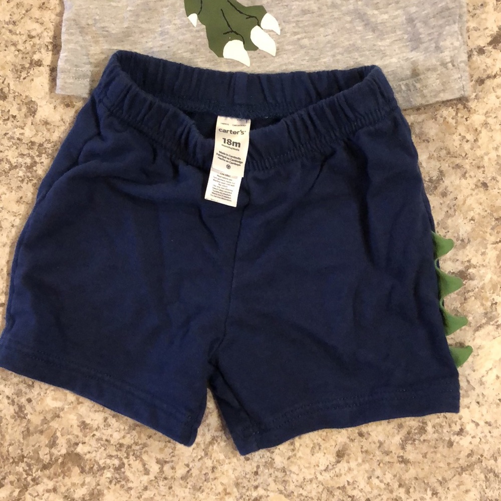 EUC Carter’s 2 piece shorts outfit. 18 months Dinosaur - Picture 3 of 3